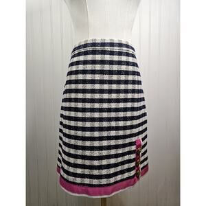J. Crew Grosgrain Gingham Tweed Skirt Women's 4 Textured Preppy Academia